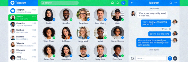 成功安装并登录后的Telegram电脑版主界面全貌，左侧为联系人列表，右侧为活跃的聊天窗口
