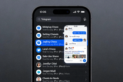 Telegram iPhone版界面截图，展示iOS系统的深色模式和频道浏览