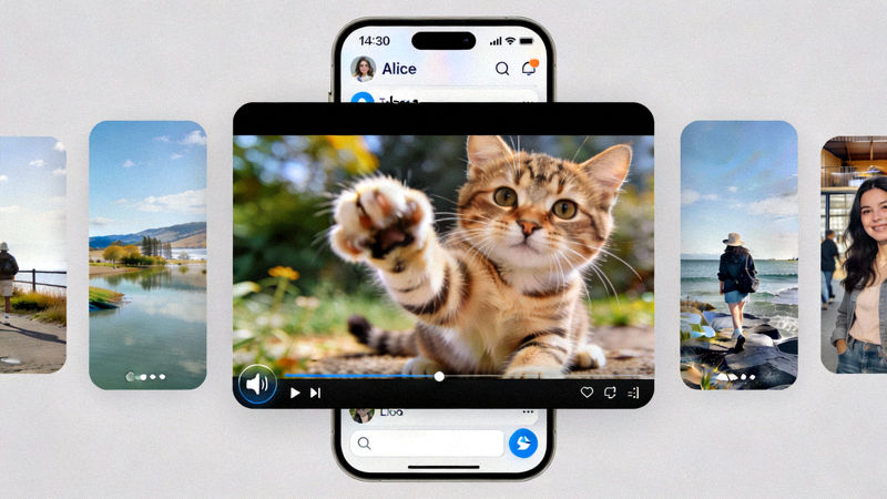 Telegram聊天窗口截图，展示多个视频消息，其中一个正在视图中自动静音播放